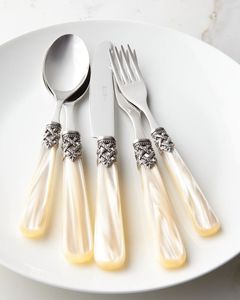 Ensemble de couverts vintage avec poignées en résine, acier inoxydable poli miroir, passe au lave-vaisselle, pour mariage et fêtes - Product Image 3