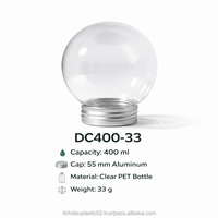Bouteille PET en forme d'ampoule de 400 ml, col de 55 mm, bouchon à vis en aluminium, matériau vierge, emballage pour jus, thé, boissons, usine OEM