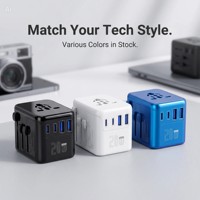 Adaptateur de voyage universel 35W PD tout-en-un avec chargeur iPhone et 2 ports Type-C, 2 ports USB-A, charge rapide pour mobile
