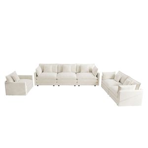 Divano Sezionale Moderno a 3 Posti con Seduta Extra Profonda, Divano Oversize a 3 Posti e Poltrona Singola per Soggiorno, Set da 3 Pezzi - Product Image 3