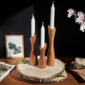 Support à bougie vintage en bois, centre de table rustique décoratif, fait main, accent de décoration intérieure, pour mariage, événement, Noël, religieux - Product Image 4