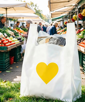 Sac biodégradable à soufflets latéraux avec valve, poignée longue, auto-adhésif
