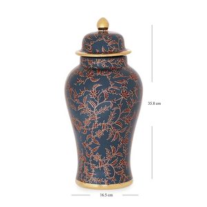 Antique Teardrop Porcelain Urn with Blue Floral Pattern <b>for</b> <b>Pet</b> Caskets & Urns - Product Image 4