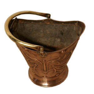 Cubo para carbón de hierro con acabado de cobre antiguo de estilo moderno, juego de chimenea hecho a mano de alta calidad y accesorios, cubo para carbón - Product Image 5