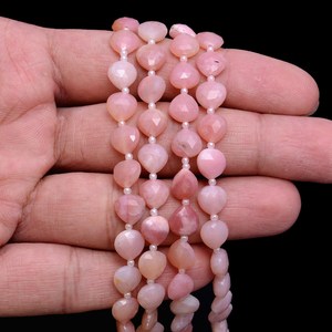 <b>Pink</b> Opal 8mm Faceted Heart Briolette Beads Natural Rare Find Peruvian Opal Semiprecious Gemstone Loose Beads For Jewelry Making - Product Image 2
