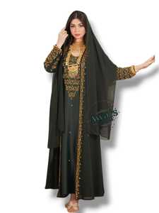 Awais House Women's Green Embroidered Abaya Long Sleeve Floor Length Modest Wedding Dress - Product Image 1