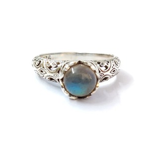 <b>Labradorite</b> Moissanite <b>Ring</b> 4.5 Grams Elegant and Unique Jewelry Piece - Product Image 1