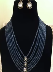 Conjunto de collar de pera y piedras de múltiples capas de lujo con pendientes perfecto para recepción de bodas y ropa de fiesta - Product Image 2