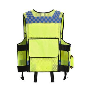 เสื้อกั๊กสะท้อนแสงมองเห็นได้ชัดเจนเสื้อกั๊กด้านหน้ามีซิปกระเป๋าอเนกประสงค์เสื้อกั๊กนิรภัย Hi Viz ยุทธวิธีรักษาความปลอดภัยโลโก้ตามสั่ง - Product Image 2