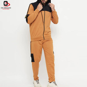 Ensemble de survêtement pour homme avec blocs de couleurs contrastées, veste à col montant zippée et pantalon de jogging, design streetwear décontracté - Product Image 6