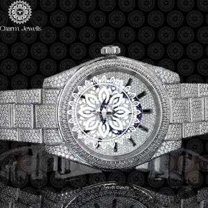 Reloj de Lujo para Hombre Charm Jewells, Caja de Acero Inoxidable de 40 mm, Movimiento Mecánico, Detalles de Diamantes, Correa de Cuero, Resistente al Agua 10 Bar - Product Image 1