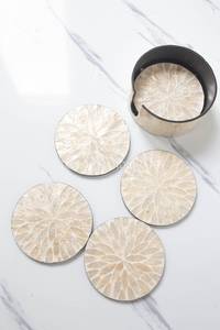Sous-verres personnalisés en nacre, sous-verres en mosaïque laquée nacrée, sous-verres faits à la main pour tasses à thé, cadeau pour la cuisine, boissons chaudes, ronds - Product Image 6