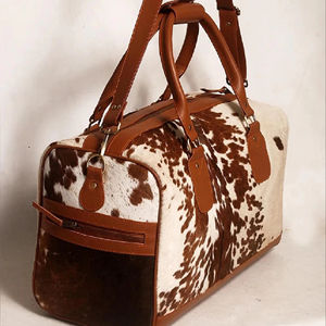 กระเป๋าเดินทางหนังแท้ทรงดัฟเฟิล กระเป๋าสะพายข้างวินเทจ แฟชั่น ซิป น้ำหนักเบา ทนทาน พกพาสะดวก จุของได้เยอะ - Product Image 1