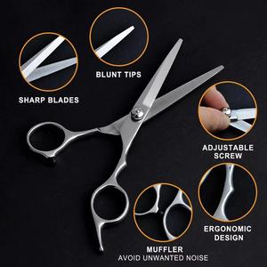 Ensemble de ciseaux de coiffure professionnels, lames en acier inoxydable tranchantes, design léger, manche moyen, pour droitiers, pour usage en salon - Product Image 4