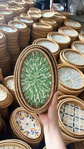 Plateau en rotin nacre tressé à la main, matériau naturel pour la décoration intérieure, service de table, présentation, fabriqué au Vietnam - Product Image 6