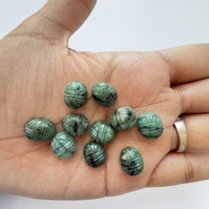 Émeraudes vertes naturelles TFH, pièces sculptées pour la création de bijoux, forme ovale 12x10 MM, possibilité de créer plusieurs tailles - Product Image 6