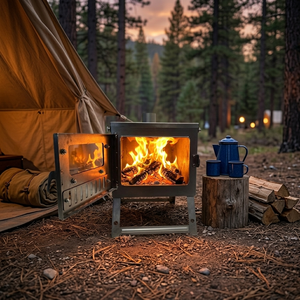 Estufa de Leña Ultraligera de Aleación de Titanio para Camping, Plegable y Portátil, con Chimenea de 3.3m y 5 Deflectores de Viento para Cocinar al Aire Libre - Product Image 3