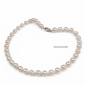 สร้อยคอไข่มุกเทียมเปลือกหอยทะเลลึกสำหรับผู้หญิง ยี่ห้อ Gigli Rigli Gems รุ่นคลาสสิก ชุบเงิน ขนาด 6 มม. 10 มม. พร้อมเชือกถัก ยาว เป็นของขวัญ - Product Image 1