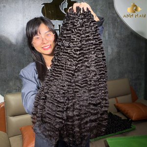 Extensiones de Cabello Ondulado Profundo, Color Negro Natural, Doble Trama, Cabello Humano Virgen Vietnamita, Rizado, Voluminoso, Venta al Por Mayor - Product Image 2