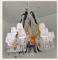 Lustre sur mesure de luxe, luminaire suspendu moderne en cristal LED, lampe de plafond design pour salon, hôtel, villa, décoration