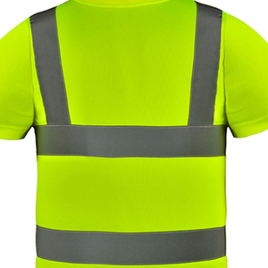 Chemise de travail unisexe à manches courtes, respirante, en polyester/coton, avec bandes réfléchissantes, pour la sécurité sur le chantier - Product Image 3