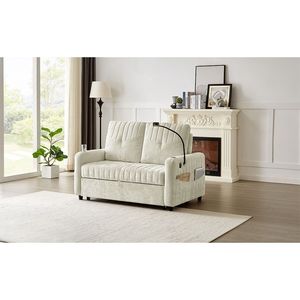 Divano Letto Moderno da 137 cm con Schienale Regolabile, Due Portabicchieri, Porta Telefono e Tre Porte di Ricarica - Product Image 5