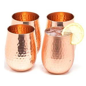 Rustic Hammered Copper <b>Water</b> Glass Wholesale <b>Bulk</b> Supply Handmade Drinking Tumbler for Ayurveda and Homes Hotels Use - Product Image 5