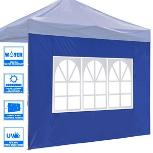 Gazebo EZ Canopy 10x10ft con Finestre, Tenda per Matrimoni e Feste in Blu - Product Image 1