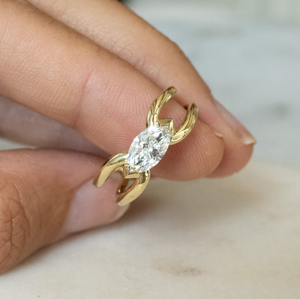 East West 1.00 CT Lab Grown Marquise Cut Solitaire Diamond Twist Engagement Ring 925 Sterling Silver Trendy Wedding <b>Gift</b> Women - Product Image 4