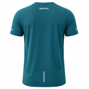 T-shirt sport uni bleu sarcelle WARPRO pour homme, manches courtes, tricoté en polyester respirant et à séchage rapide, col rond, 140g - Product Image 5