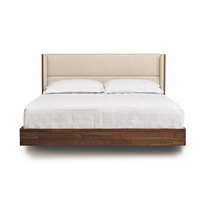 Cama Flotante Moderna al por Mayor |   Cabecera Tapizada para Cama con Estructura de Madera de Nogal - Product Image 2