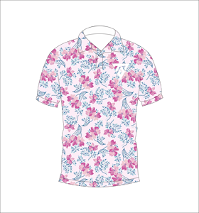 Mens White Pink Blue Floral Print Polo Shirt Custom Sublimation Short Sleeve Summer Casual Breathable Lightweight Golf Shirt - Product Image 1