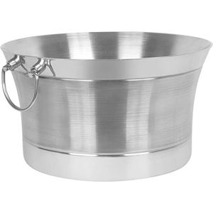 Enfriador de Vino de Diseño Único, Cubitera para Champán Ovalada con Acabado Plateado de Aluminio, Enfriador de Vino Hecho a Mano con Asa - Product Image 5