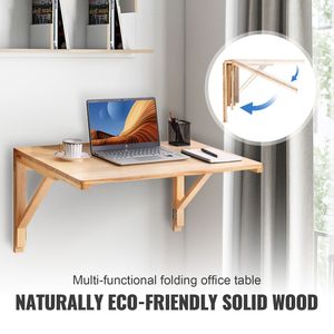 Wall Mounted <b>Solid</b> <b>Wood</b> Folding Table 31.5\" X 2\" Drop Leaf Dining Office or Laundry Room <b>Desk</b> Convenient Floating Design - Product Image 2
