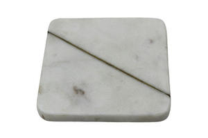 Sous-verres en marbre gravé, sous-verres ovales modernes en marbre avec incrustation dorée, dessous de verre décoratifs et tapis de table en pierre, ensemble de sous-verres - Product Image 2