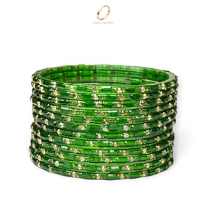 Bracelets classiques en verre kashmiri à coupe émeraude en forme de goutte d'eau – Bijoux kashmiris en gros, bracelets en verre - Product Image 2