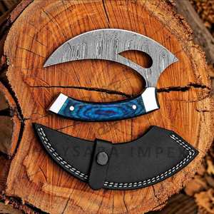 มีดเชฟมืออาชีพ Damascus Steel Alaskan Ulu ด้ามไม้เคลือบซาติน ขนาด 6-7.9 นิ้ว ผลิตด้วยมือ เป็นมิตรกับสิ่งแวดล้อม ใช้งานได้ทั้งมือซ้ายและขวา - Product Image 3