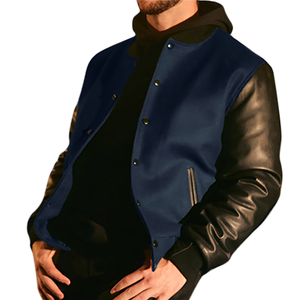 Best Selling Men Varsity Jacket for Winter Wear High Quality Fleece FabricCasual Street Style <b>Stand</b> Collar Varsity Jacket - Product Image 4