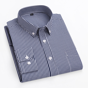 Chemises à manches longues pour hommes en coton 100% tissé, logo sur le devant, motif à carreaux, respirantes, séchage rapide, écologiques, décontractées - Product Image 3