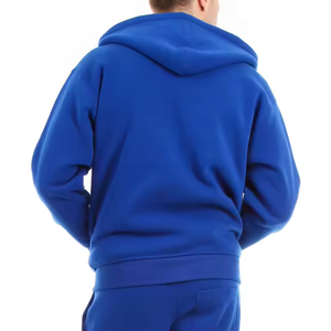 Best Selling Custom 320GSM High Quality cotton Polyester Plain Oversized Zip Up Fleece Hoodie Men - Product Image 2