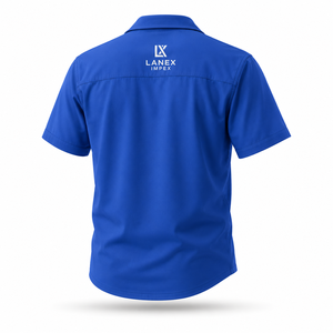 Chemise décontractée pour homme de haute qualité, bleue, à manches courtes, col rabattu, boutonnée, couleur unie, respirante, en popeline de polyester, pour l'été - Product Image 3