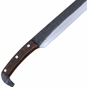 Cuchillo de Carnicero de Hoja Larga con Mango de Madera Marrón Oscuro, Hoja de Acero Negra y Plateada para Cortar Carne y Uso en la Cocina - Product Image 3