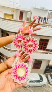 Shubh labh Puja แบบดั้งเดิมที่แขวนประตูทรงกลมพร้อมลูกปัด shubh labh สำหรับ Diwali พวงมาลัยงานแต่งงานและพวงมาลา - Product Image 2