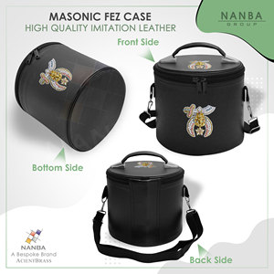 Étui pour fez maçonnique Shriner du Groupe NANBA, en cuir noir, avec emblème brodé à la main, fait main, léger, fermeture éclair, personnalisable - Product Image 6