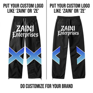 Premium 100% Cotton Windbreaker Jogger <b>Pants</b> Lightweight Reversible Black <b>White</b> Chevron Panel Drawstring Closure Side <b>Men's</b> - Product Image 1