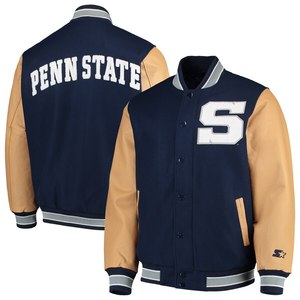 เสื้อแจ็คเก็ตวาร์ซิตี้ผู้ชาย Syracuse Orange สีกรมท่า แขนสีแทน ปักโลโก้ S สไตล์ Preppy สำหรับใส่ในฤดูใบไม้ร่วง - Product Image 4