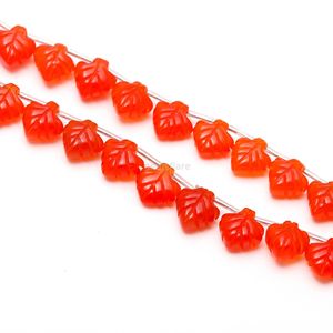 Perles en forme de feuille de cornaline naturelle, perles en pierre précieuse sculptées à la main pour la création de bijoux, 10-11 mm, vente en gros, lot de 8 pouces - Product Image 1