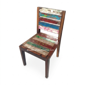 Handcrafted <b>Rustic</b> <b>Dining</b> <b>Chair</b> Reclaimed Boat Wood Eco-Friendly Original Color Indoor Outdoor Resort Home Villa Furniture - Product Image 3