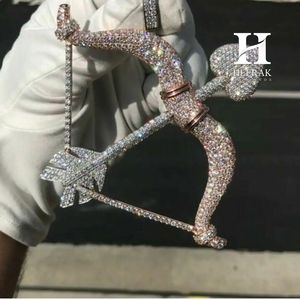 Wholesale Iced Out <b>Bow</b> and Arrow Pendant Necklace Custom Heart Arrow Diamond Pendant Luxury Moissanite Cupid Streetwear Jewelry - Product Image 1