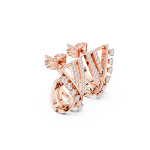 Pendientes de Aro Bali con Circonitas Florales en Plata de Ley 925 Chapada en Oro Rosa de 18K, Joyería Elegante y Moderna para Mujer - Product Image 2
